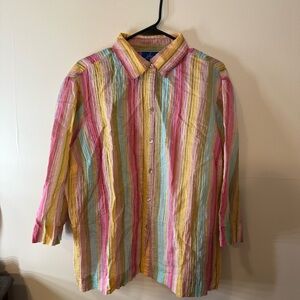 JH Collectibles Pink and Yellow Button Down Shirt